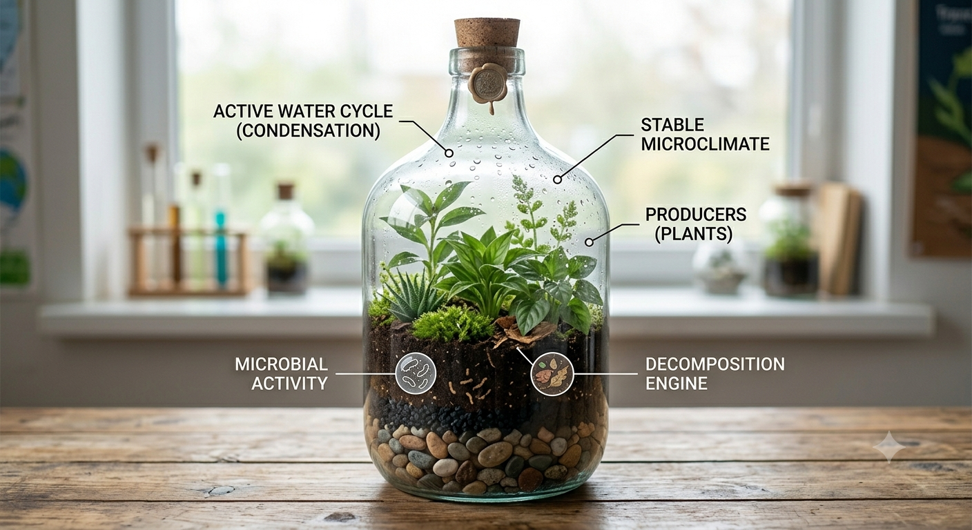 Sealed bottle garden setup