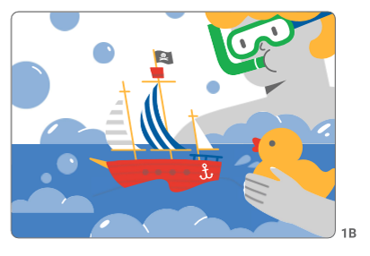 Picture 1B showing the boat is just a toy in a bathtub